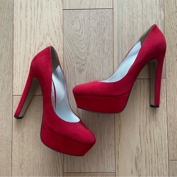 Prada Shoes - Prada Red Suede Pumps